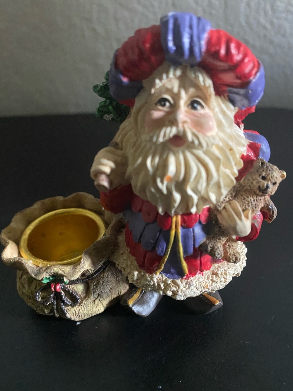 MCM Vintage Crinkle Claus Santa Tea Light Candle Holder Christmas 3”Figurine